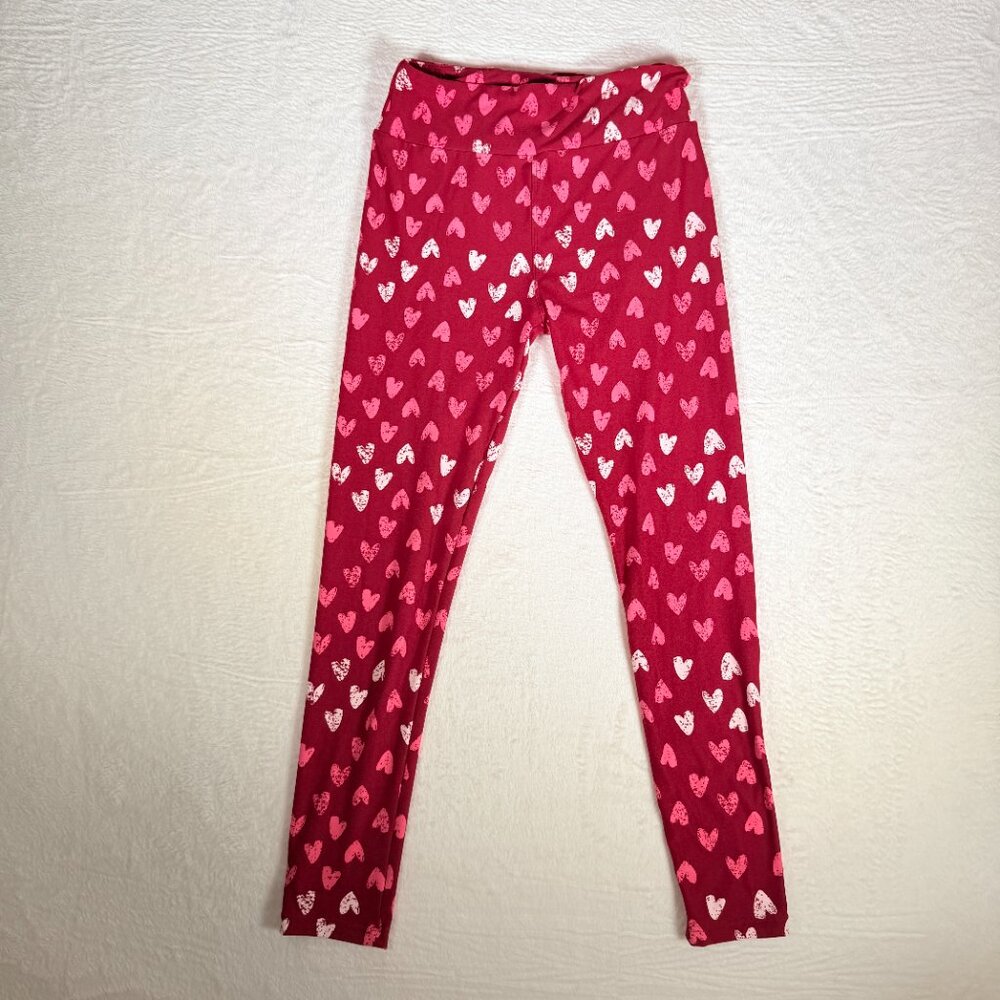 LuLaRoe Leggings One Size Pink Hearts‎ Prints Valentines Love Stretch G1